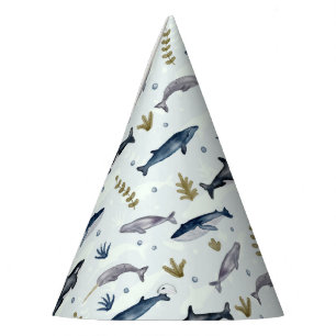 Watercolor Whale Story Party Hat