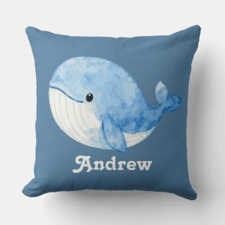 Watercolor Whale Throw Pillow
