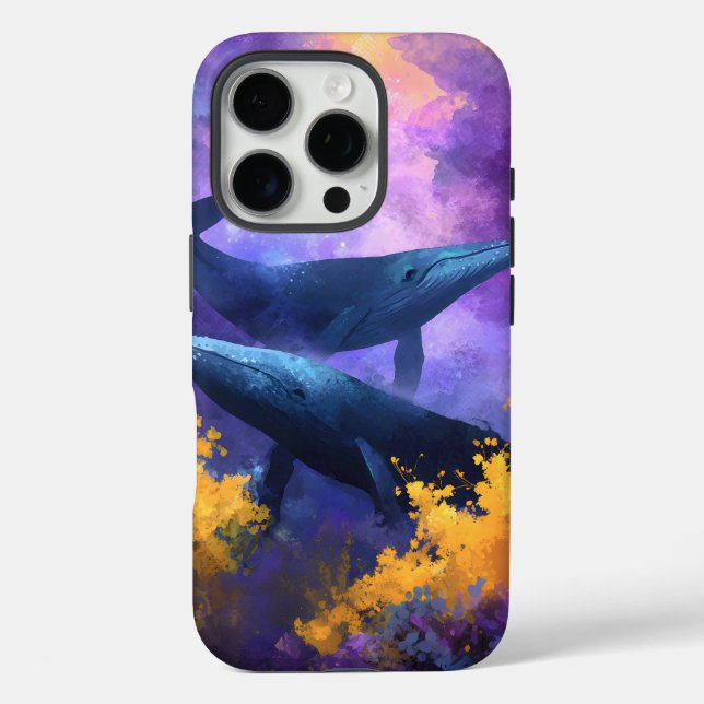 Watercolor Whales Abstract Ocean Garden Case-Mate iPhone Case (Back)