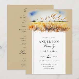 Watercolor Wheat Field Family Reunion Invitation