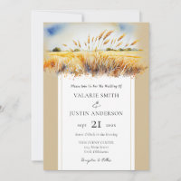 Watercolor Wheat Field Western Wedding All in One