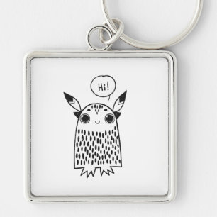 Watercolor whimsical blue flowers keychain