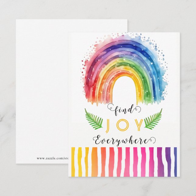 Watercolor Whimsical Boho Rainbow Greeting Card (Front/Back)