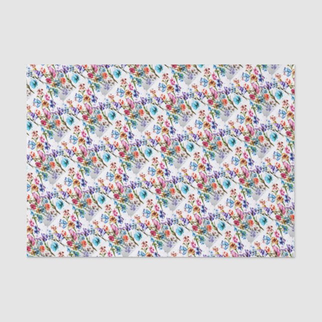 Watercolor Whimsical Butterflies Tissue Paper (Front)