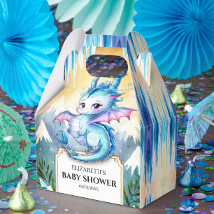Watercolor Whimsical Dragon Baby Shower Favor Box