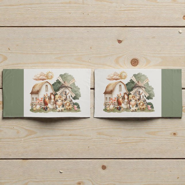 Watercolor Whimsical Farm Animals Pillowcase (Creator Uploaded)