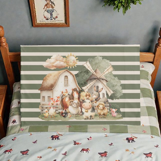 Watercolor Whimsical Farm Animals Pillowcase (Creator Uploaded)