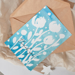 Watercolor whimsical flowers Thank You Card