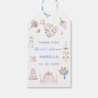    Watercolor whimsical hand drawn bridal shower Gift Tags