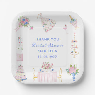    Watercolor whimsical hand drawn bridal shower Paper Plate