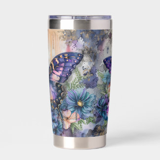 Watercolor Whimsy Swallowtail Butterfly and Floral Insulated Tumbler
