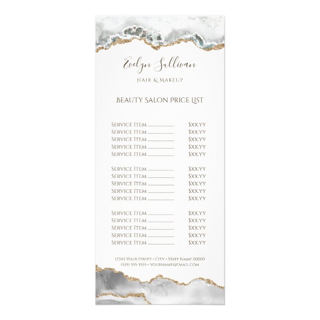 watercolor white agate price list rack card (Front)