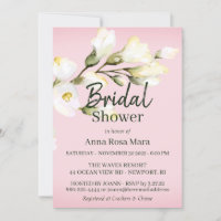 *~* Watercolor White Beach Rose Buds Bridal Shower