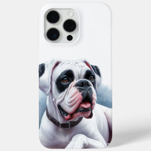Watercolor White Boxer Dog iPhone 15 Pro Max Case