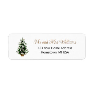 Watercolor White Christmas Tree  Return Address