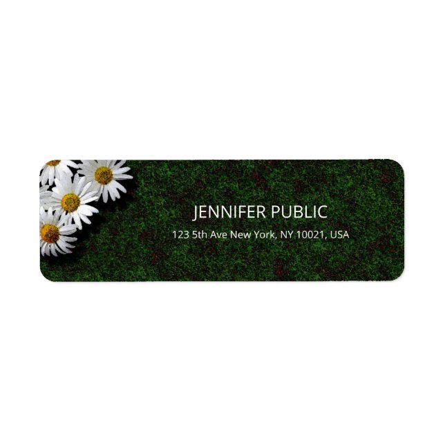 Watercolor White Daisies Elegant Modern Plain (Front)