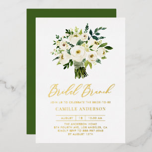 Watercolor White Floral Bouquet Bridal Brunch