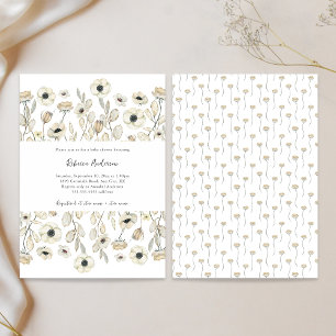 Watercolor White Floral neutral gender baby shower Invitation