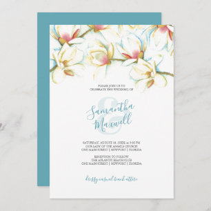 Watercolor White Floral Wedding Invitations