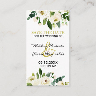 Watercolor White Flower Save the Date Enclosure Card