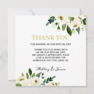 Watercolor White Flower Thank You Card