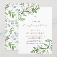 Watercolor White Flowers and Greenery Confirmation