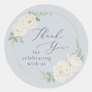 Watercolor white flowers Wedding Thank You Sticker