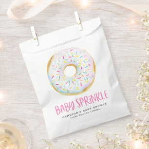 Watercolor White Glazed Doughnut Baby Sprinkle Favour Bag