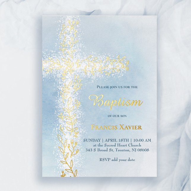 watercolor white gold cross Baptism (Creator Uploaded)
