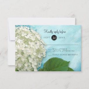 Watercolor White Hydrangea Floral Wedding RSVP Card