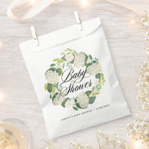 Watercolor White Hydrangea Wreath Baby Shower Favour Bag