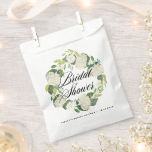 Watercolor White Hydrangea Wreath Bridal Shower Favour Bag
