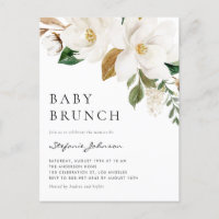 Watercolor White Magnolia Rustic Baby Brunch