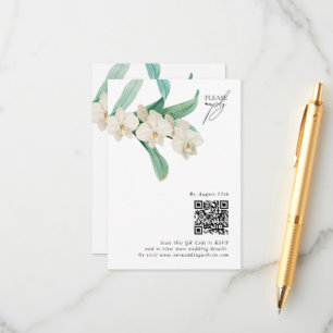 Watercolor White Orchids Floral Wedding Enclosure Card