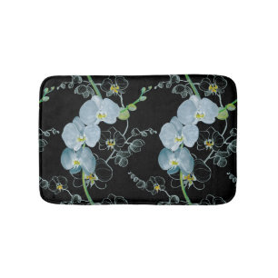 Watercolor White Orchids Pattern Bath Mat