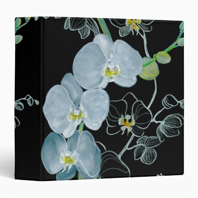 Watercolor White Orchids Pattern Binder (Front/Spine)