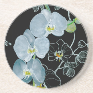 Watercolor White Orchids Pattern Coaster