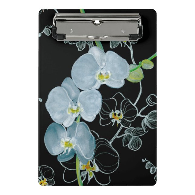 Watercolor White Orchids Pattern Mini Clipboard (Front)