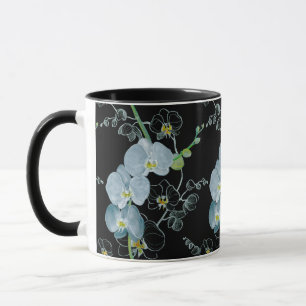 Watercolor White Orchids Pattern Mug