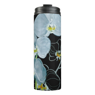 Watercolor White Orchids Pattern Thermal Tumbler
