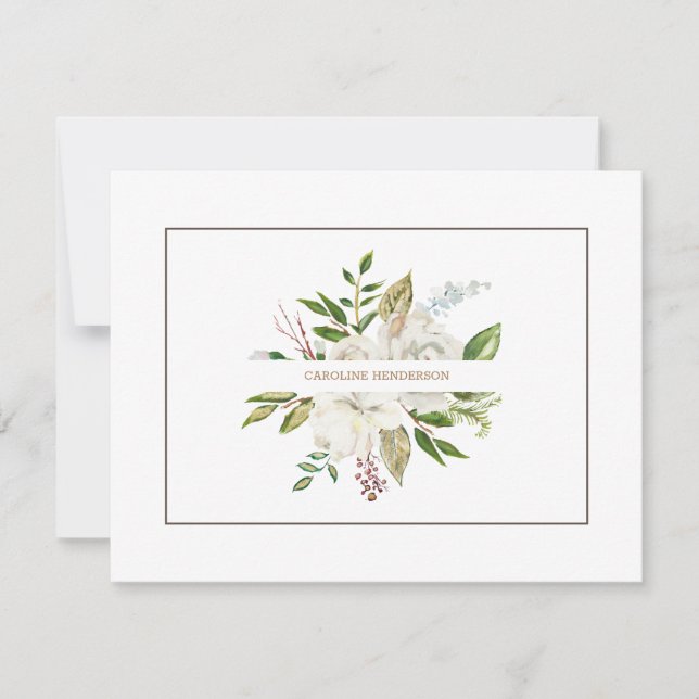 Watercolor White Pink Floral Elegant Card (Front)