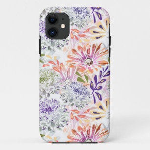 Watercolor white, pink flowers iPhone 11 case