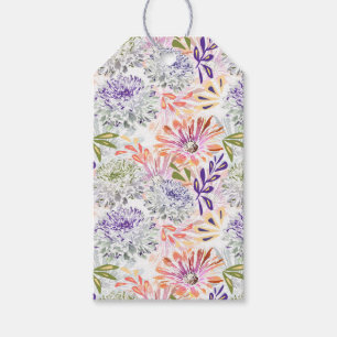 Watercolor white, pink flowers gift tags