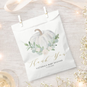 Watercolor White Pumpkin Autumn Baby Shower Favour Bag