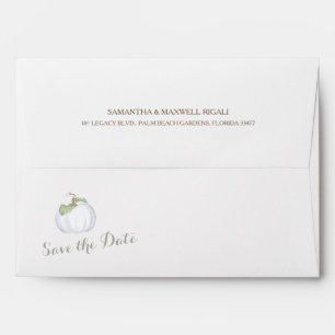 Watercolor White Pumpkin Return Address Envelope