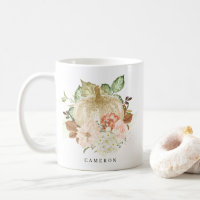 Watercolor White Pumpkin with Gold Glitter Autumn