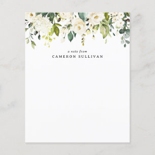 Watercolor White Roses and Hydrangeas Stationery