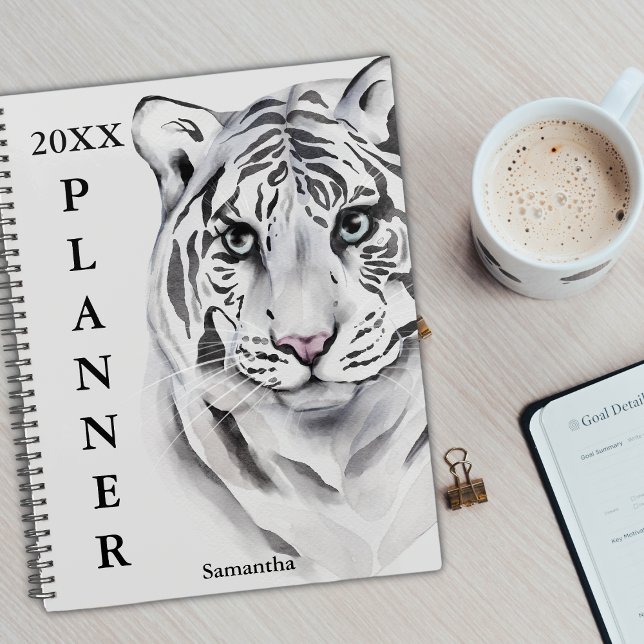 Watercolor White Tiger Custom Planner (Creator Uploaded)