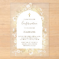 watercolor white yellow flowers Confirmation