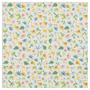 Watercolor wild animal jungle giraffe safari kids fabric